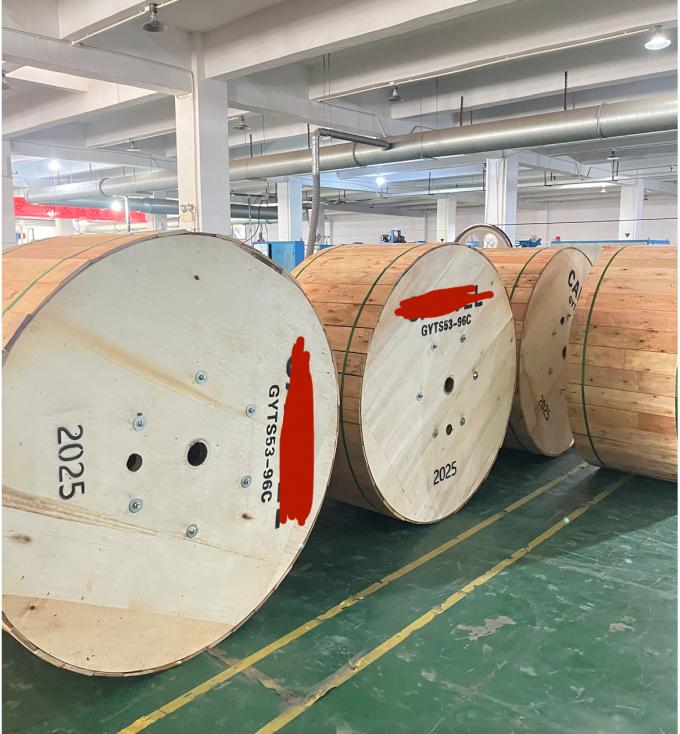 Nhà máy có hàng ngoài GYTS53-96 lõi cáp sợi quang đôi áo khoác G652D xuất xưởng cùng ngày 10