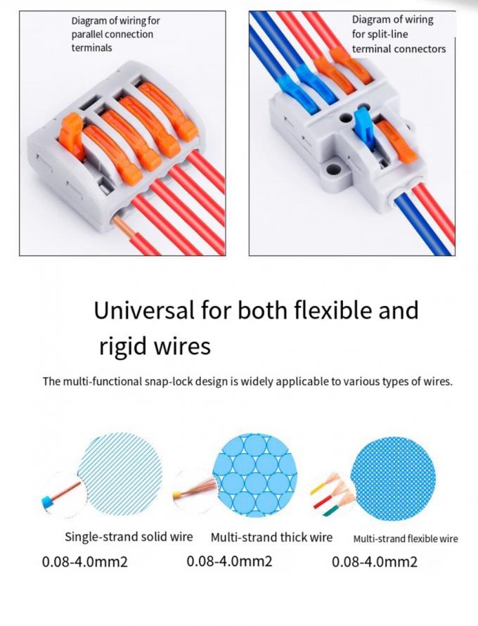 Đèn đèn LED dây kết nối nhanh 1-in-2-out Terminal Block 2-in-4-out Wire Splitter 3-in-6-out Terminal Box cho ngoài trời 4