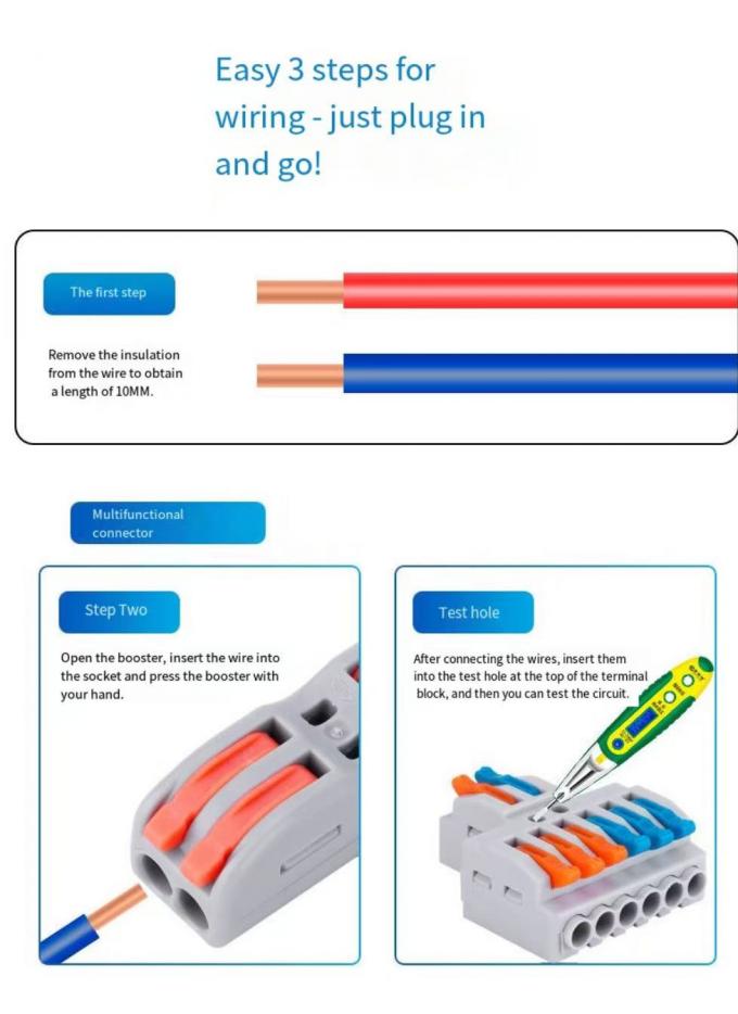 Đèn đèn LED dây kết nối nhanh 1-in-2-out Terminal Block 2-in-4-out Wire Splitter 3-in-6-out Terminal Box cho ngoài trời 5