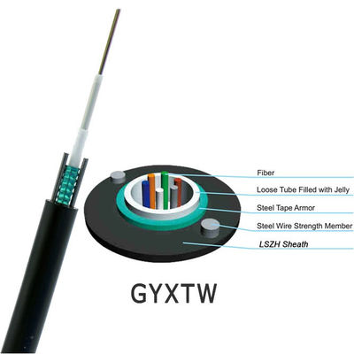 2 / 4 / 6 / 8 / 12 / 16 / 24 lõi sợi quang ngoài trời GYXTW áo giáp dây chuyền sợi quang