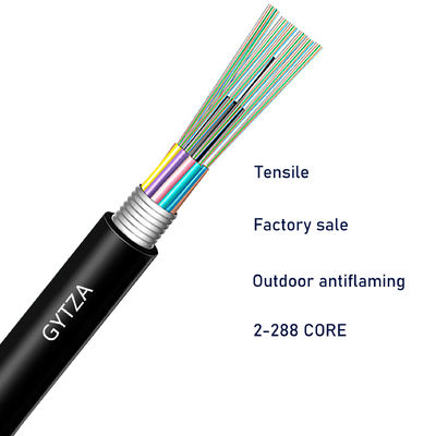 Cáp sợi quang chống cháy ngoài trời G652D GYTZA chế độ đơn 4c 12c 36c 72c 96c