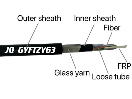 Chất chống cháy chống chuột GYFTZY63 Cáp quang sợi chôn trực tiếp Sợi thủy tinh chất lượng cao với FRP