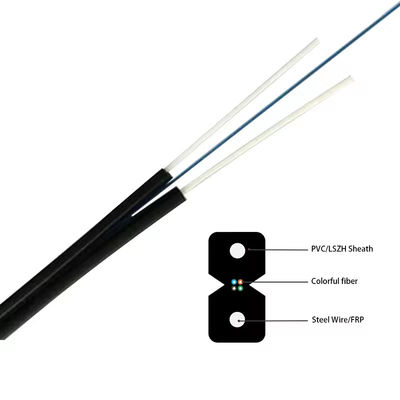 2 lõi 4 lõi FTTH cáp sợi quang cáp phẳng GJXH/GJXFH với dây thép hoặc FRP