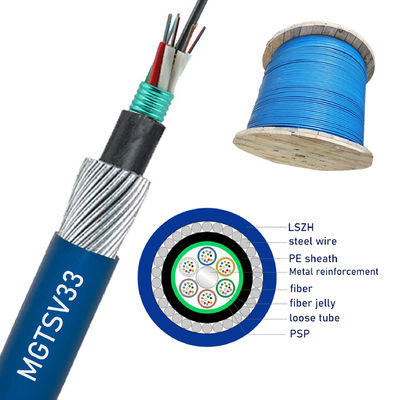 Nhà máy LSZH MGTSV33 Sắt thép Bọc thép khai thác mỏ Cáp quang sợi chống cháy G652D Cáp quang xanh cho mỏ