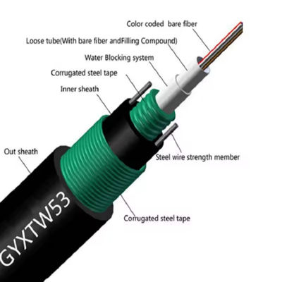 Cây cất trực tiếp ngoài trời 2 4 6 12 24 cáp sợi quang lõi GYXTW53 SM G.657A1 G652D Cáp sợi quang bọc thép Giá