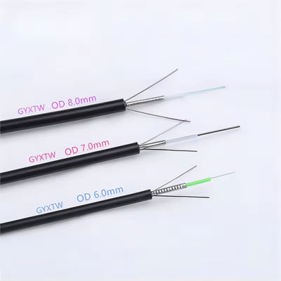Tùy chỉnh GYXTW bọc thép 2 4 6 8 12 24 lõi một chế độ cáp quang sợi 6mm 7mm 8mm với sứ giả