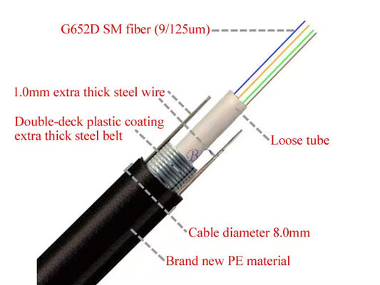 Cáp quang sợi thép ống duy nhất GYXTW 24 lõi Cáp truyền thông chế độ duy nhất