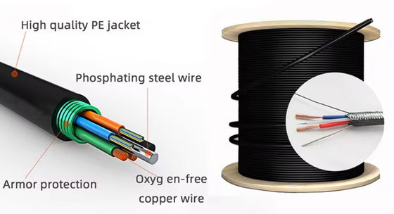 Cáp quang quang GDTA GDTS quang điện G652D sợi mô đơn với dây điện
