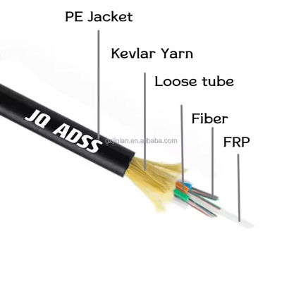 24 Hilos 48 Fo 72 96 144 lõi đơn / hai lớp phủ ADSS ngoài trời toàn bộ dây cáp quang sợi điện áp 100m Pri