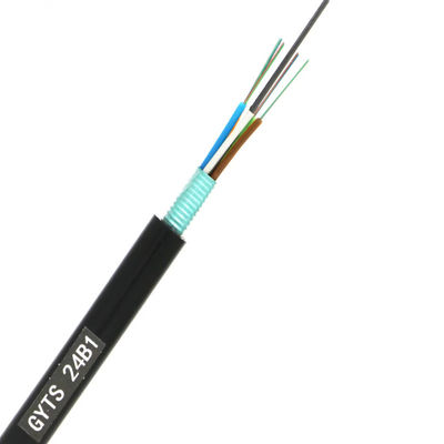 24 Core Outdoor Loose Tube Stranded Direct Buried GYTS Cáp truyền thông Cáp sợi quang bọc thép