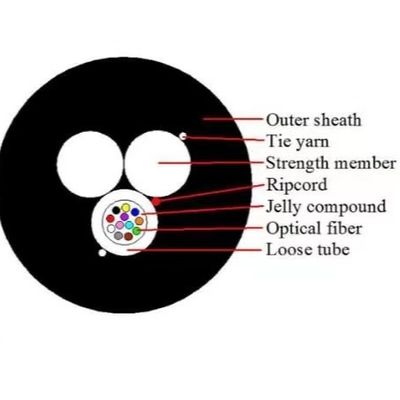 Hai FRP Aerial 12 Core ASU 80 Drop Cable Fiber Optic GYFFY FTTH ngoài trời