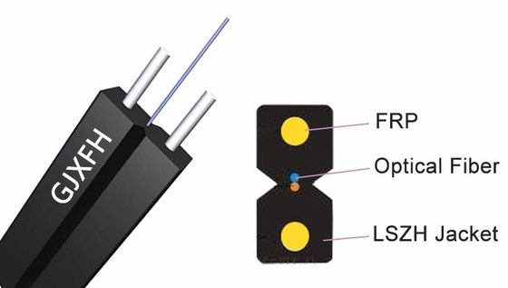 FTTH sợi quang thả cáp cho GJXFH trong nhà với 2 thành viên FRP Steel Wire Strength
