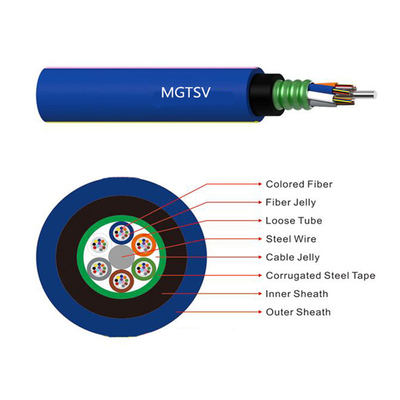 Cáp quang ngoài trời OEM Vỏ bọc PVC Màu xanh lam Trực tiếp chôn cất Khai thác 8 lõi MGTSV